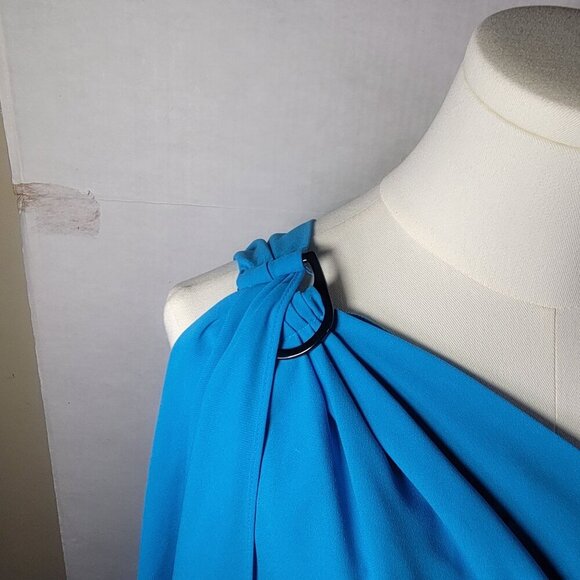 Lauren Ralph Lauren One-Shoulder Blue Dress Size 12 - Picture 2 of 10